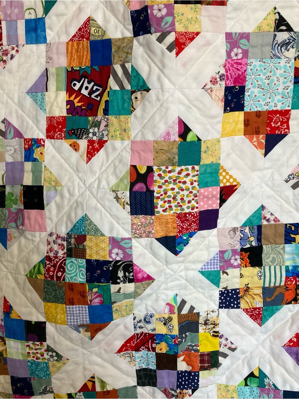 🪡 “Double Diamond” Handmade Cotton Large Crib Quilt - Picture 2 of 3